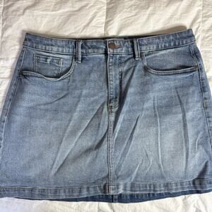 16Lane Bryant Plus Size Denim Mini Skirt Light Wash High Rise Curvy Stretch Boho